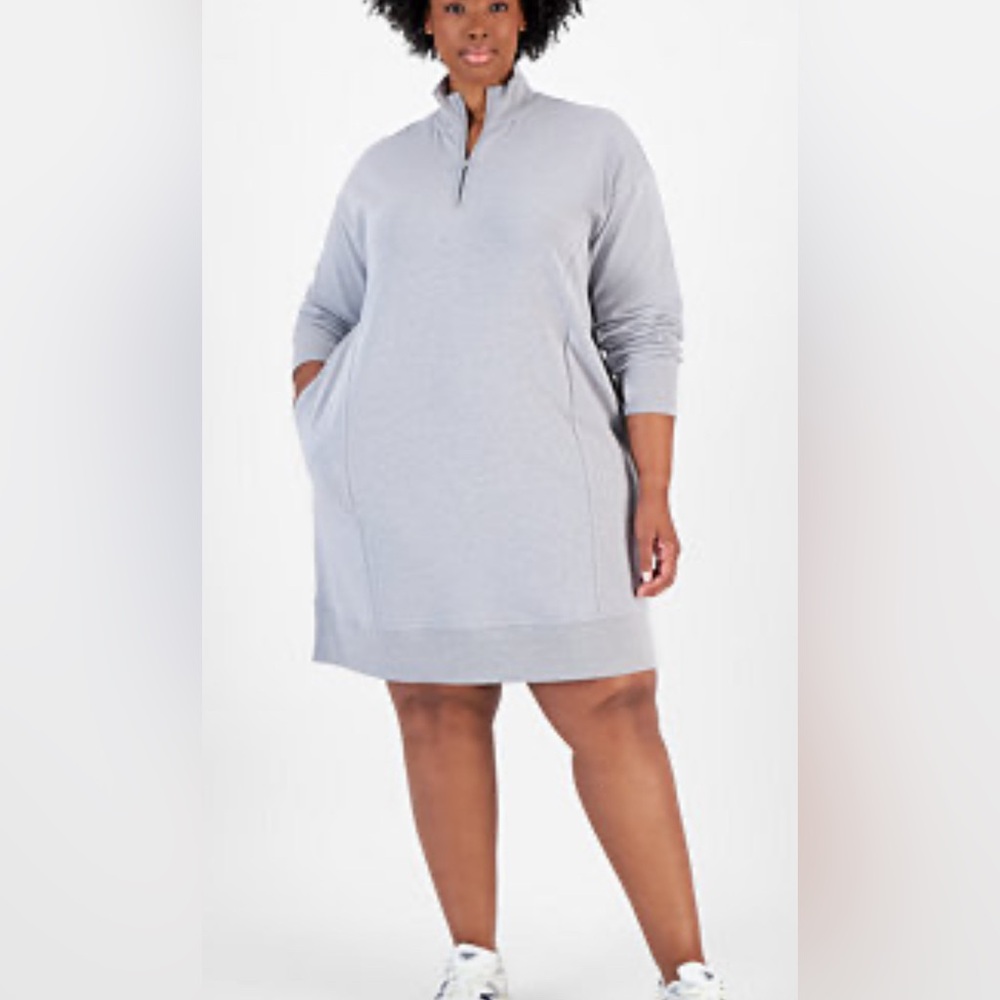 ID Ideology‎ Plus Size Fleece 1/4-Zip athletic Dress gray size 3X